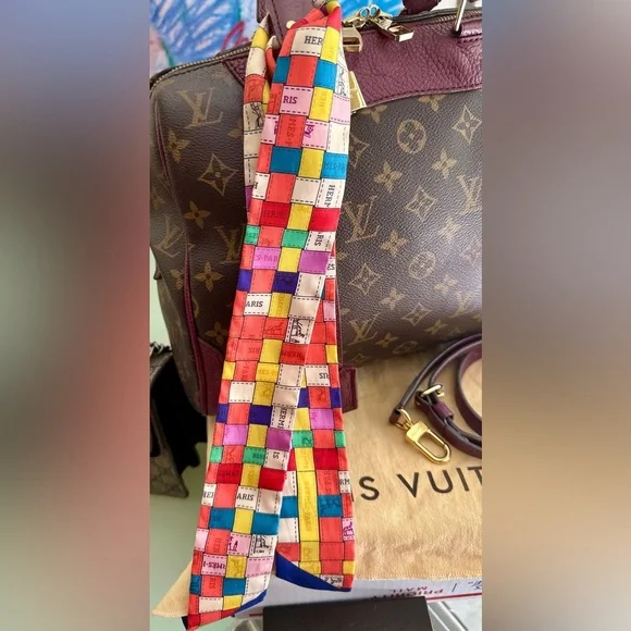 NIB HERMES Silk Bolduc Au Carre Twilly Corail Jaune Multicolor - Picture 4 of 13